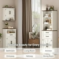 thumbnail image 4 of Farmhouse Wall Medicine Cabinets with 2 Barn Doors,Wood Bathroom Storage Cabinet with Roman Column Decor, Farmhouse Storage Cabinets with Adjustable Shelf & Door Cabinets, Rustic White, 4 of 7