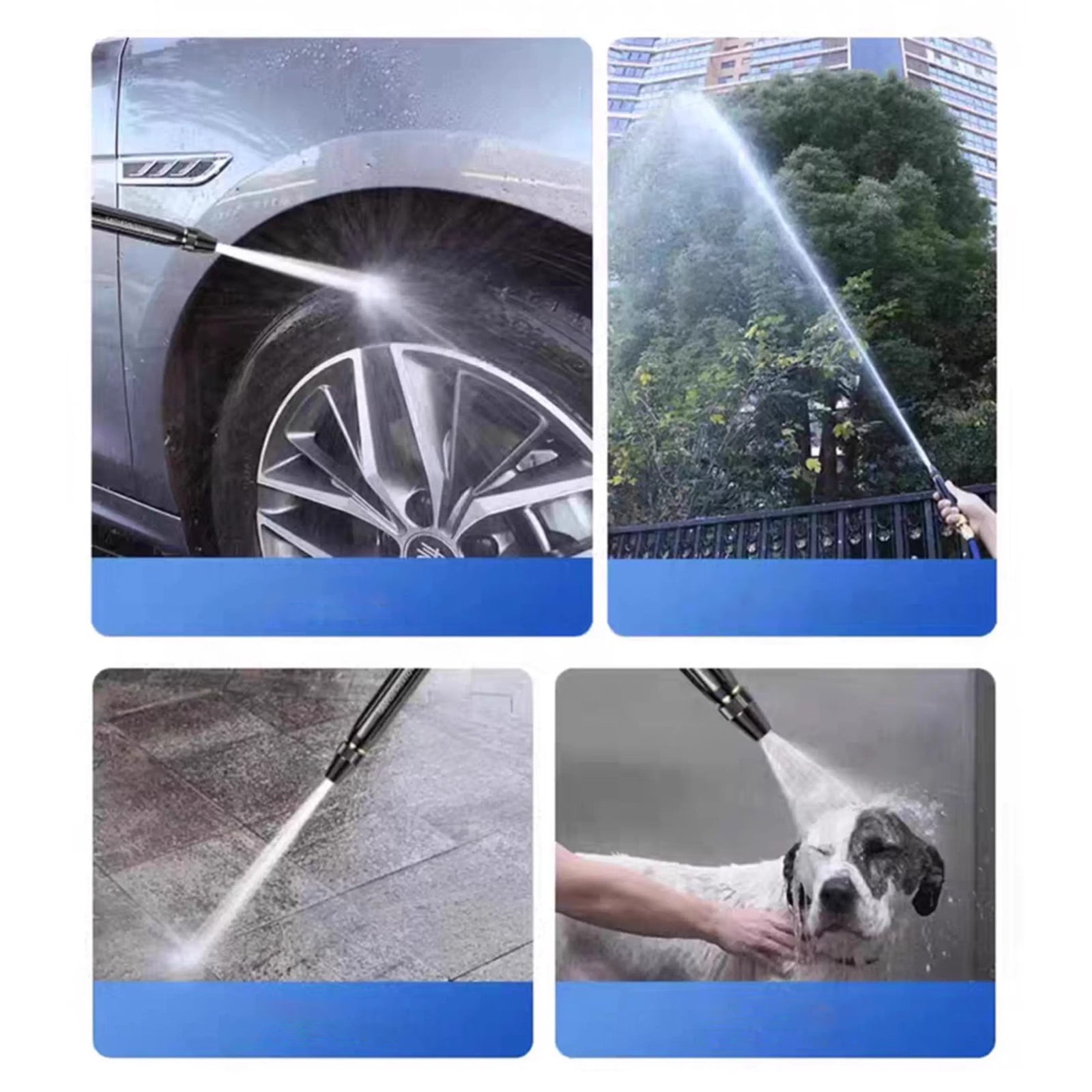 Mohdy Adjustable Connector Spray Gun Direct Spray Water Gun + 2 Clips 16*2, Abs Water Valve Nozzle, Direct-Jet Water Gun, High Pressure Power Washer Nozzle with Metal Connector Set Garden