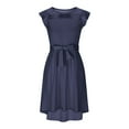 thumbnail image 3 of SuTry Girl's A-Line Dress Summer Fall Mesh Party Dress with Belt Pockets Ruffle Sleeves Skirt Suitable for Parties and Outings(Navy,5 Years), 3 of 7