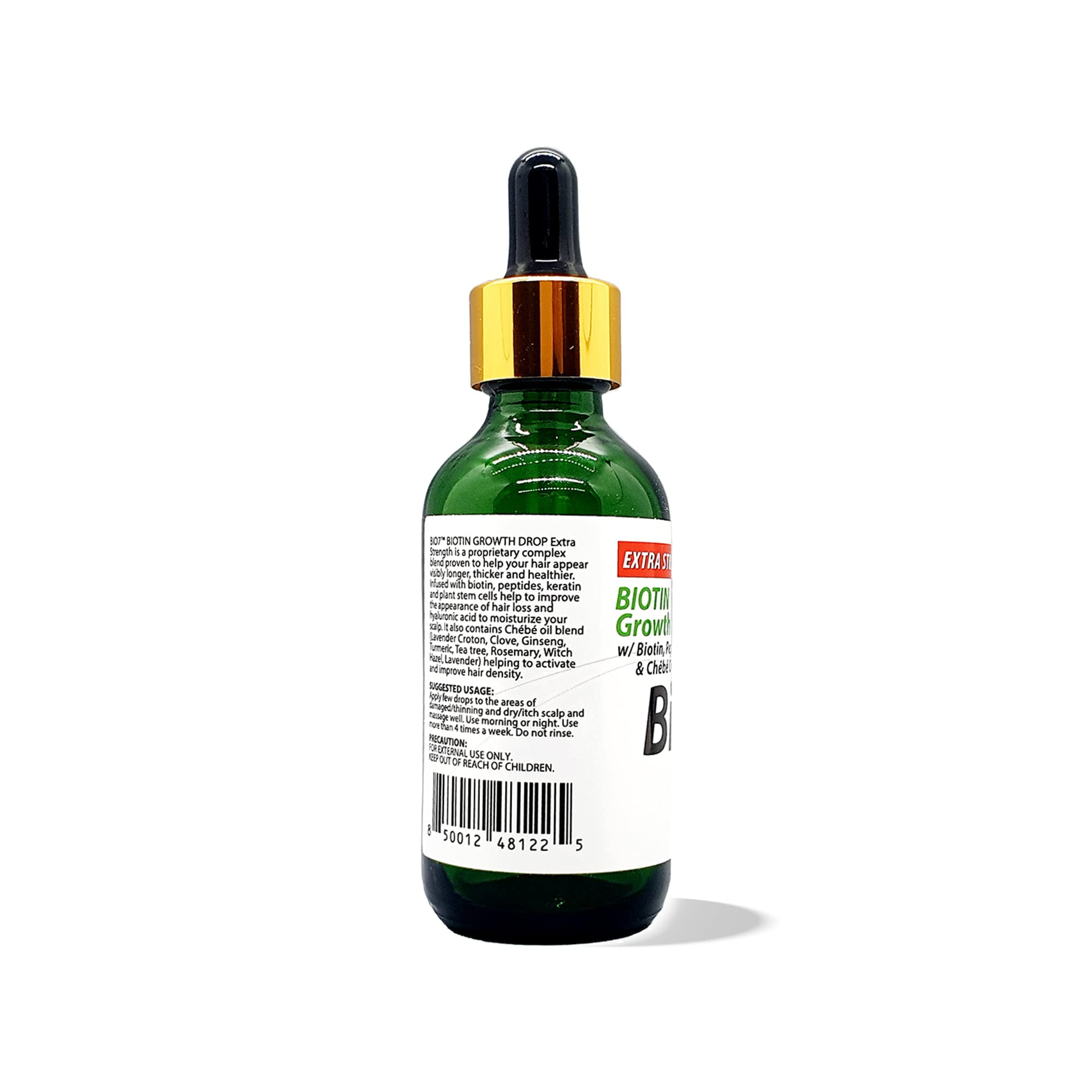 BIO7 BIOTIN GROWTH DROP EXTRA STRENGTH WITH BIOTIN, PEPTIDES, CHEBE OIL - 2 Fl Oz (2 Pack) - Improves the Appearance of Hair Thinning, Moisturizes and Conditions Scalp For Itchy Scalp Relief