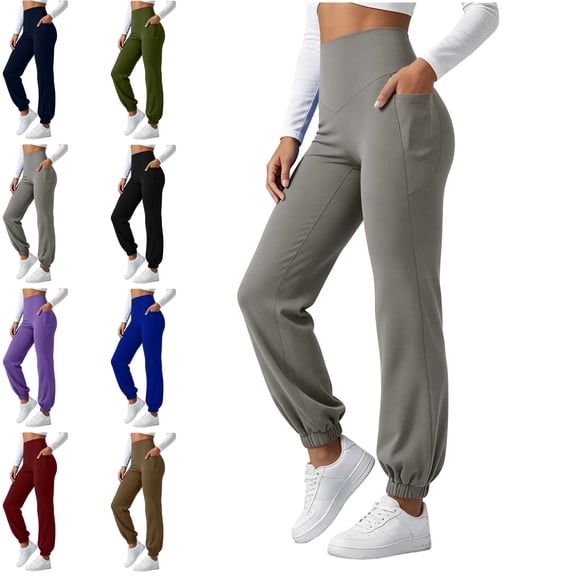 MLCDZ Women's Joggers High Waisted Yoga Pants with Pockets Loose Lightweight Breathable Leggings for Women Workout Athletic Lounge Trousers with Pockets