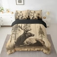 thumbnail image 3 of Manfei Reindeer Elk Adult 7-Piece Twin Bedding Sets, Rustic Animal Bedding Comforter Set, Vintage Countryside Cabin Reversible Sheet Sets, Luxury Bedroom Decor, 3 of 8