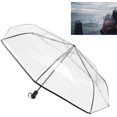 thumbnail image 5 of Veeki Clear Automatic Foldable Umbrella, Black Edging Transparent Auto Open Close Umbrella Portable 8 Ribs 3 Folding Windproof and Rainproof Umbrella for Outdoor-51502, 5 of 5