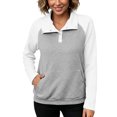 thumbnail image 5 of Cmfcve Plus Size Button V Neck Pullover Sweatshirts for Women Fashion Color Block Loose Fit Casual Long Sleeve Fall Shirts, 5 of 9