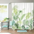 thumbnail image 3 of Tropical Shower Curtain, Leaves Jungle Shower Curtain Palm Bathroom Shower Curtain Set Heavyweight with 12 hooks, Green white 72" x 72", 3 of 6