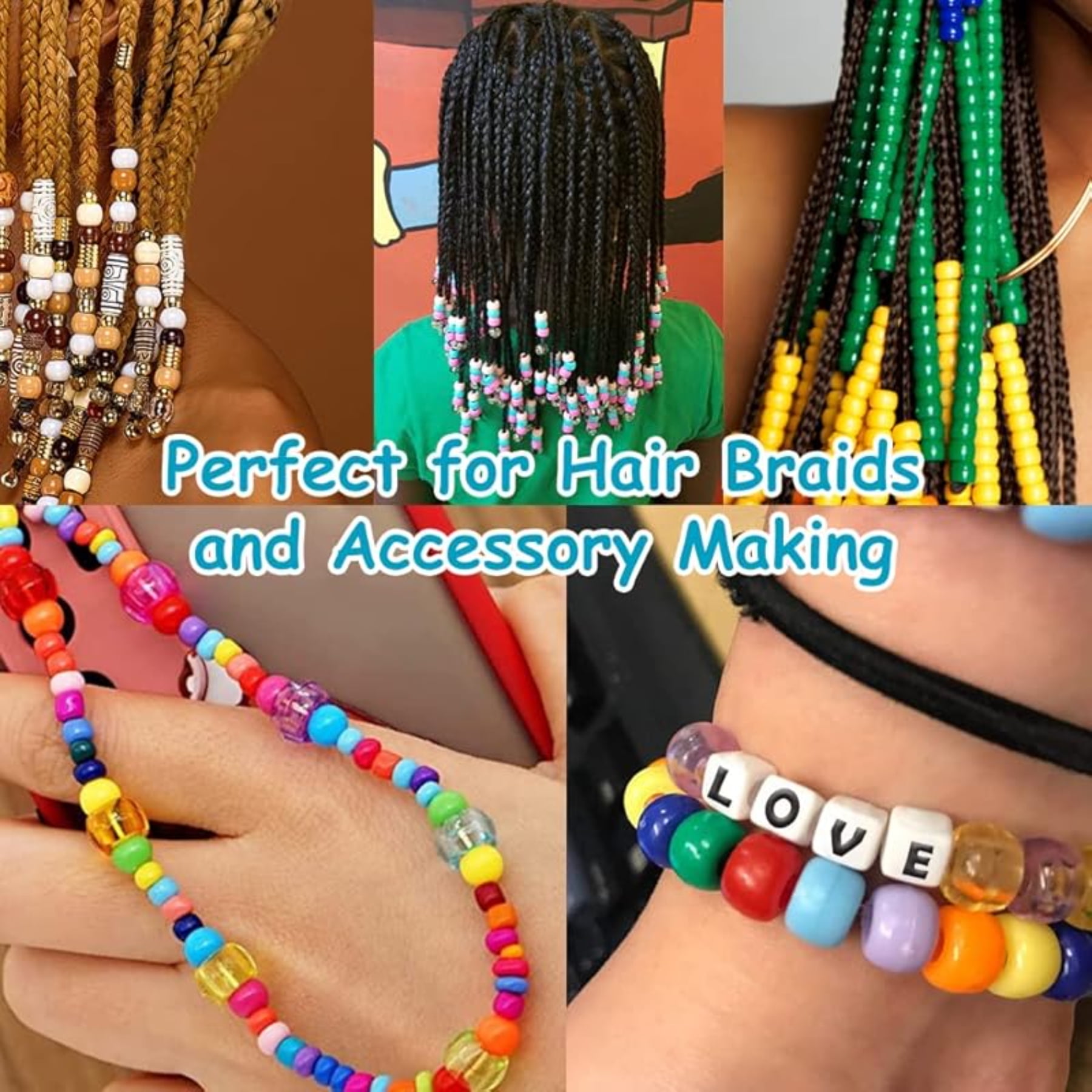 4000 Pcs Bulk Pony Beads for Jewelry Making, 6x9mm Colorful Plastic Craft Beads for DIY Bracelets, Keychains and Hair Accessories