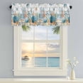 thumbnail image 2 of Window Valance for Kitchen,Coastal Sea Starfish Shell Conch Rod Pocket Curtain Valances Short Curtains Drapes Panel,Ocean Coral Wood Board Window Treatment Topper for Living Room Bathroom Bedroom, 2 of 9