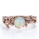 thumbnail image 1 of JeenMata Anillo Nupcial con Diseño de Hoja de Rama de Moissanita y Ópalo de Fuego Redondo de 0,65 Quilates Engastado en Solitario con Garras en Baño de Oro Rosa de 18 K sobre Plata, 1 of 6