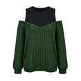 thumbnail image 4 of cocolona Plus Size Sweaters for Women Trendy Off Shoulder Patchwork Long Sleeve Knit Fall Tops, 4 of 6