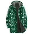 thumbnail image 5 of larppty Cozy Women's Teddy Hoodie Jacket - Christmas Transition Long Warm Fleece Plush Elegant Winter Outerwear（Dark Green，XXXL）, 5 of 5