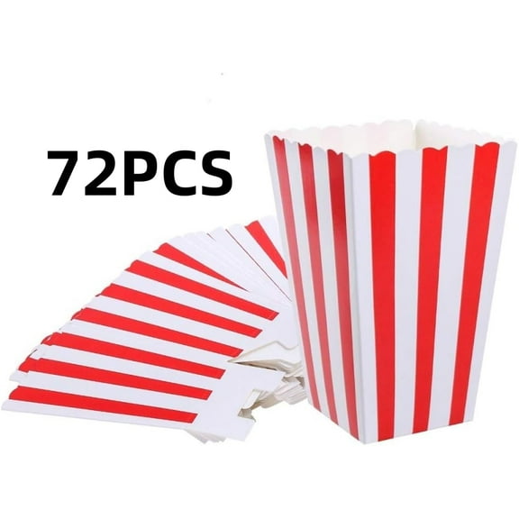 72 Pack Red Striped Popcorn Boxes Mini Paper Containers for Parties Events