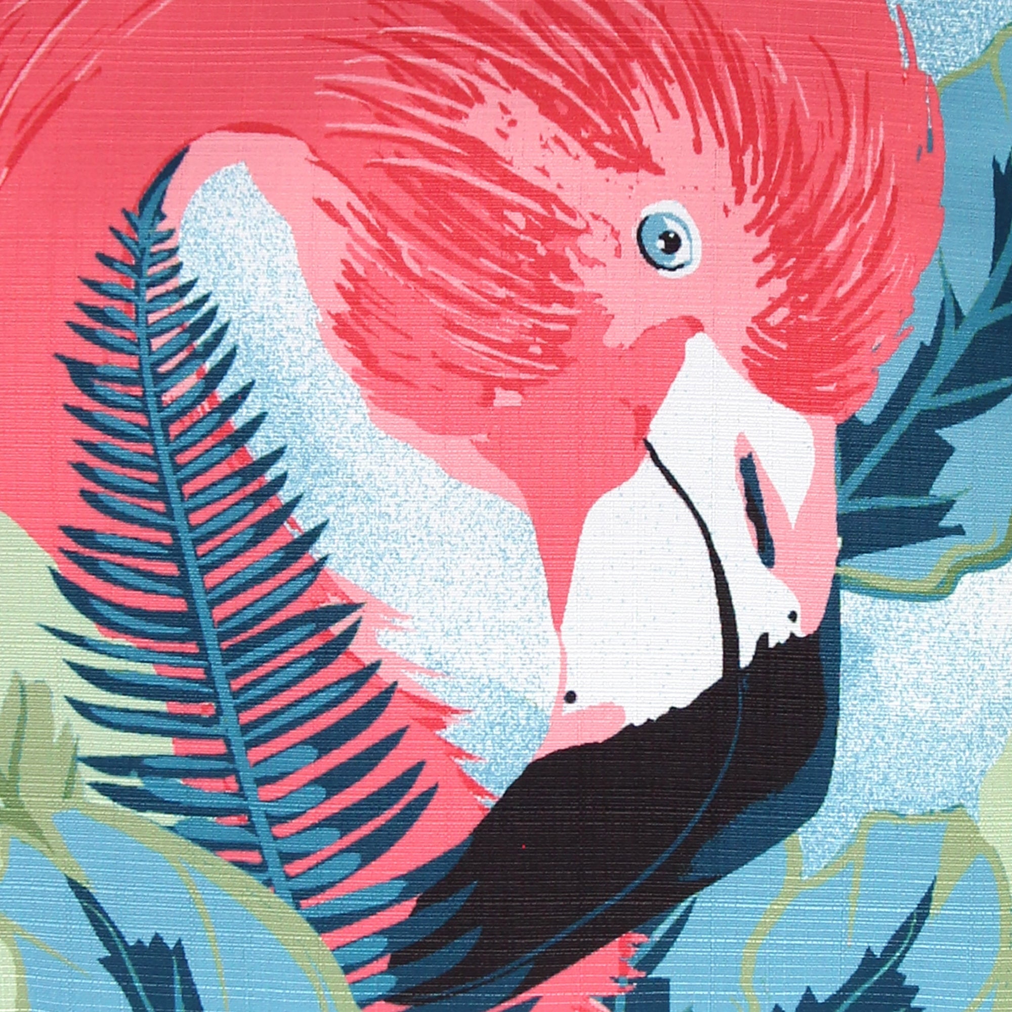 Jordan Manufacturing 18" x 18" Multicolor Flamingo Bird Leaves Square Reversible Decorative Throw Pillow with Welt