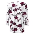 thumbnail image 4 of Staron Hauts Décontractés pour Femmes en Liquidation à Moins de 5$ T-Shirts Basiques Col Rond Manches 3/4 Blouses Imprimé Floral d'Été, 4 of 5