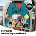 thumbnail image 5 of Kdxio I Love Sushi Print 2 Pack Car Kick Mat Seat Cover Back Protector Mat with Pockets for Organizer Backseat Protector and Storage Anti Kick Pad for Vehicles, 5 of 9