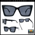 thumbnail image 2 of Womens Oversized Square Rectangular Plastic Retro Gothic Sunglasses All Black, 2 of 8