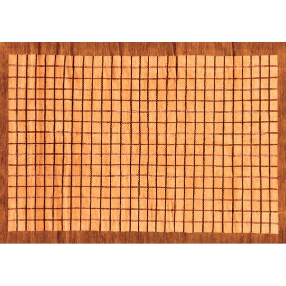 Ahgly Company Indoor Rectangle Checkered Orange Modern Area Rugs, 7' x 9'