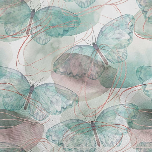 oneOone Polyester Spandex Teal Green Fabric Butterflies Craft Projects Decor Fabric Printed By The Yard 56 Inch Wide