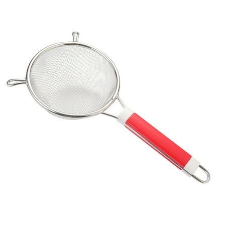 

Stainless Steel Wire Mesh Colander Plastic Handle Strainer Kitchen Serving Skimmer for Home Cooking (14cm Sliver Red)