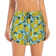 thumbnail image 2 of Vsdgher Lemon Print Women's Running Double Layer Shorts High Waisted with Pockets Elastic Yoga Workout Athletic Gym Sports, 2 of 8