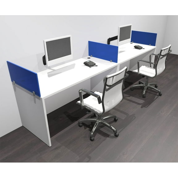 Two Person Modern Acrylic Divider Office Workstation Desk Set, #OF-CPN-SPB1