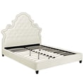 thumbnail image 3 of Mod Uptown Classic Wood Tufted Platform Bed, Queen, Ivory White/Black, 3 of 5