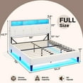 thumbnail image 2 of Afuhokles Full Bed Frame with Headboard Storage and LED Lights, Platform Bed Frame with Charging Station, Velvet Upholstered Bed with Adjustable Headboard, White, 2 of 7