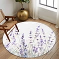 thumbnail image 2 of Round Rugs 5Ft, Lavender Floral Round Area Rug Washable Indoor Throw Carpet, Spring Flowers Botanical Plants Soft Non Slip Circle Rug for Cabinet Bathroom Home Decor Aesthetic, 2 of 8