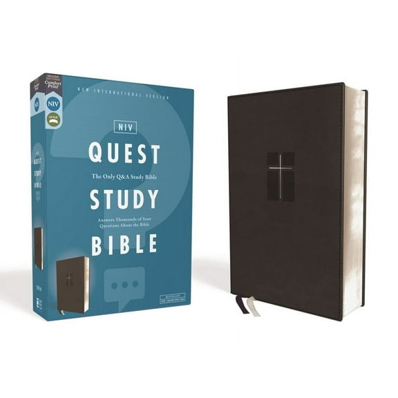 Niv, Quest Study Bible, Leathersoft, Black, Comfort Print: The Only Q and A Study Bible, (Hardcover)