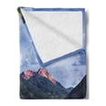 thumbnail image 2 of Nature Scene Soft Flannel Fleece Throw Blanket, Red Iron Peaks over Calm High Mountain Lake Colorado Nature Americana Photo, Cozy Plush for Indoor and Outdoor Use, 50" x 60", Multicolor, by Ambesonne, 2 of 5