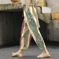 thumbnail image 5 of Casual Pants for Women Elastic Drawstring Waist Loose Straight Leg Summer Casual Linen Beach Pants with Pockets, 5 of 5