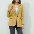 thumbnail image 2 of CharmCyan Women’s Open Front Casual Blazer Jacket with Lapel Collar and Long Sleeves for Office Business and Daily Wear Yellow L, 2 of 2