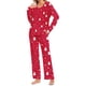 thumbnail image 2 of Puntoco Pijamas para mujer, conjunto de pijamas con estampado navideño, cuello redondo, bolsillo, pantalones y ropa para el hogar, 2 of 5