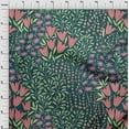 thumbnail image 3 of oneOone Viscose Chiffon Dark Teal Green Fabric Leaves & Floral Dress Material Fabric Print Fabric By The Yard 42 Inch Wide, 3 of 4