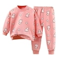 thumbnail image 2 of Dakiuu Toddler Baby Girls Spring Fall Winter Clothes 2 Pieces Cute Flower Pajamas Set Long Sleeve Crew Neck Shirts and Allover Print Pants Pj Sleepwear Outfits Pink 2-3 Years (100), 2 of 6
