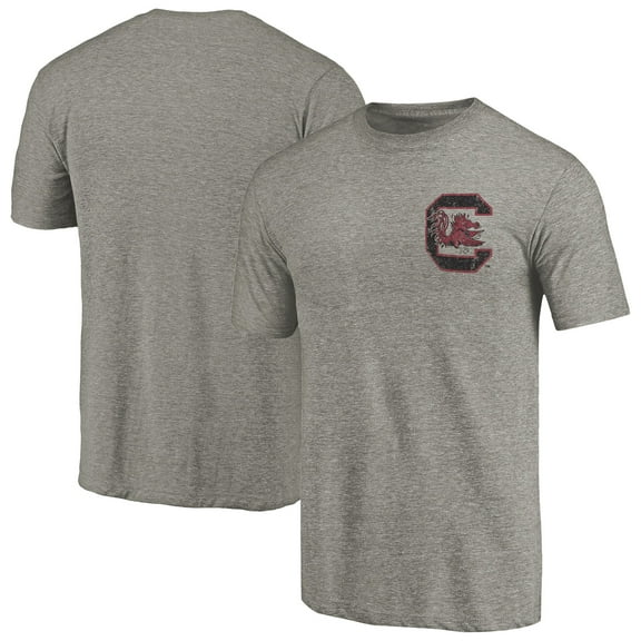 Men's Gray Heather South Carolina Gamecocks Left Chest Distressed Logo Tri-Blend T-Shirt