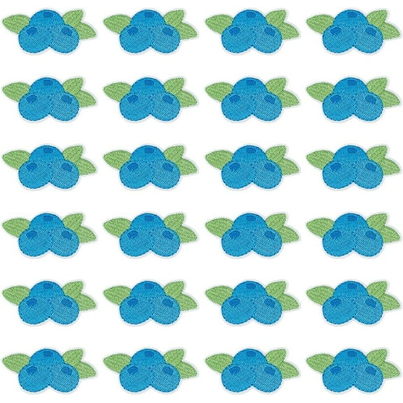 24Pcs Blueberry Iron On Patches 1.1x2.2x0.06 Inch Embroidered Fruit Iron On Patches