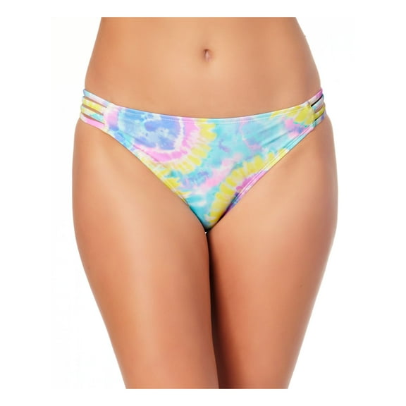 CALIFORNIA WAVES Women's Purple Tie Dye Stretch Lined Strappy Moderate Coverage Hipster Swimsuit Bottom S