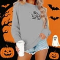 thumbnail image 2 of Halloween Sweatshirt for Women Cozy Autumn Sweatshirt Relaxed Fit Hoodless Pullover for Women Comfort Stylish Casual Wear Season Versatile Layer Light Gray XXL, 2 of 5