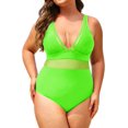 thumbnail image 1 of GHSDFBB Women Plus Size One Piece Swimsuits V Neck Tummy Control Bathing Suits Retro Ruched Swimwear, 1 of 5