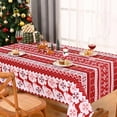 thumbnail image 2 of Christmas Tablecloth Red and White Christmas Decor Boho Table Cloth Rectangle Table for Xmas Parties Holiday Dinner Tabletop, Rectangle, 60" x 120", 2 of 6
