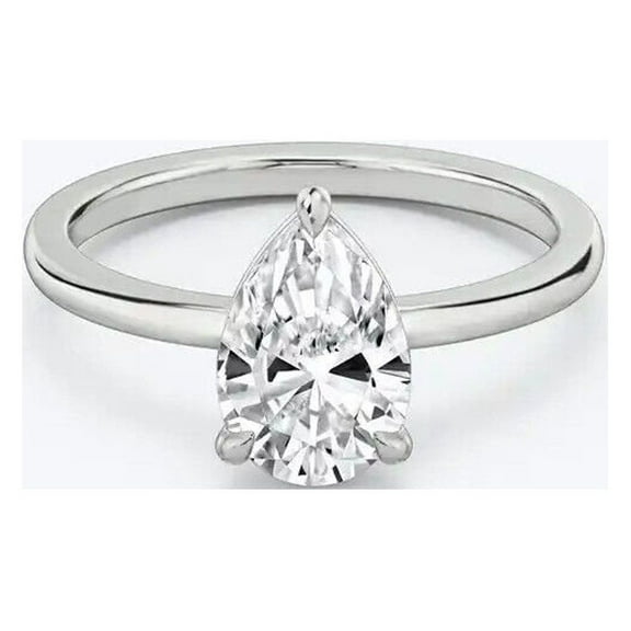2.0 Cts Certified Pear Shape Moissanite Diamond Engagement Ring, Solid 18K White Gold Plated Bridal Ring, Promise Ring, Anniversary Ring , Gift for Her