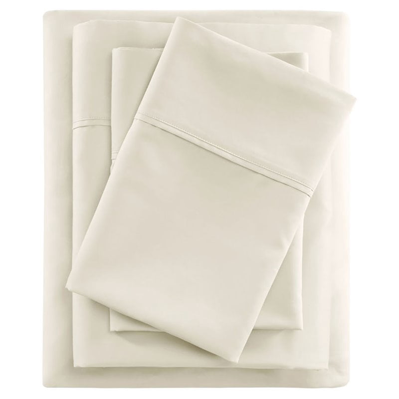 Beautyrest Ensembles de Draps Rafraîchissants en Satin de Coton et Polyester Contemporain Ivoire