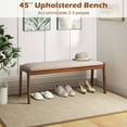thumbnail image 4 of Costway 1 PCS 45" Farmhouse Backless Bench with Rubber Wood Legs & Fabric Padded Seat, 4 of 9