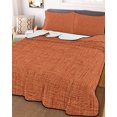 thumbnail image 2 of Quilts Full Size, Burnt Orange Soft Comforter Bedding Set for Bed, Rustic Farmhouse Solid Color Fall Lightweight Quilted Bedspread with Pillow Cover(2 Pieces) for All Season, 78x90 Inch, 2 of 4
