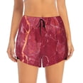 thumbnail image 2 of Picia Abstract Red Marble Pattern Women's 2 in 1 Athletic Running Shorts High Waisted Workout Casual Gym Sweat Shorts with Comfy Liner Zipper Pockets-X-Large, 2 of 9