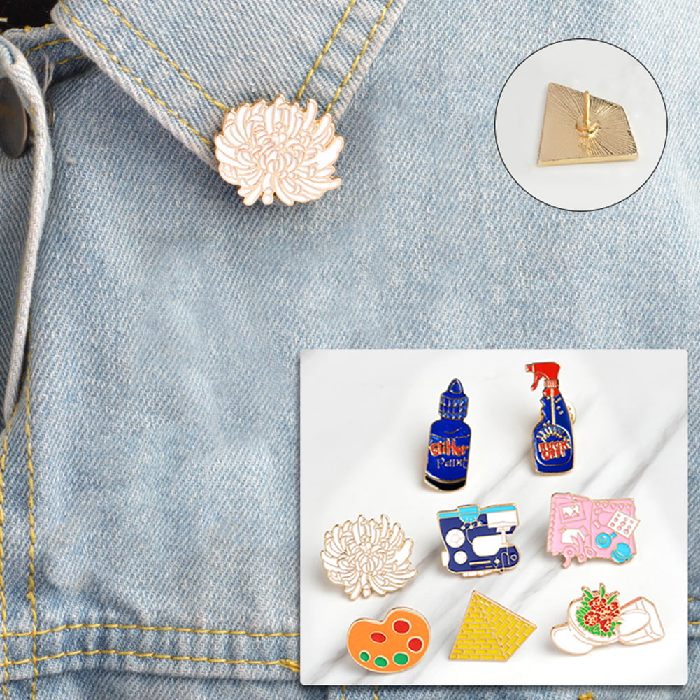 HUAhuako Unisex Enamel Brooch Pin Cute Pyramid Chrysanthemum Badge Decor for Clothes Bags Backpacks 1
