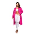 thumbnail image 1 of American Bazi Women's Long Button Down Distressed Denim Jean Jacket - Neon Pink - 2X-Large, 1 of 6