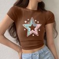 thumbnail image 5 of Rezuofi 2 Pcs Cowgirl Shirt Women Embroidery Western Outfits PU Leather Star Graphic Tees Short Sleeve Tops, 5 of 6