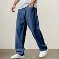 thumbnail image 2 of Men's Lightweight Casual Trousers Embroidered Logo Drawstring Waist Loose Fit Long Pants With Pocket For Everyday Outdoor Wear Pants Loose Fit Straight Legs Beach Trousers, 2 of 5