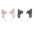 thumbnail image 1 of 2 diademas con orejas de gatito para el pelo, accesorios para fotos de cosplay navideños. gris y rosa, 1 of 9
